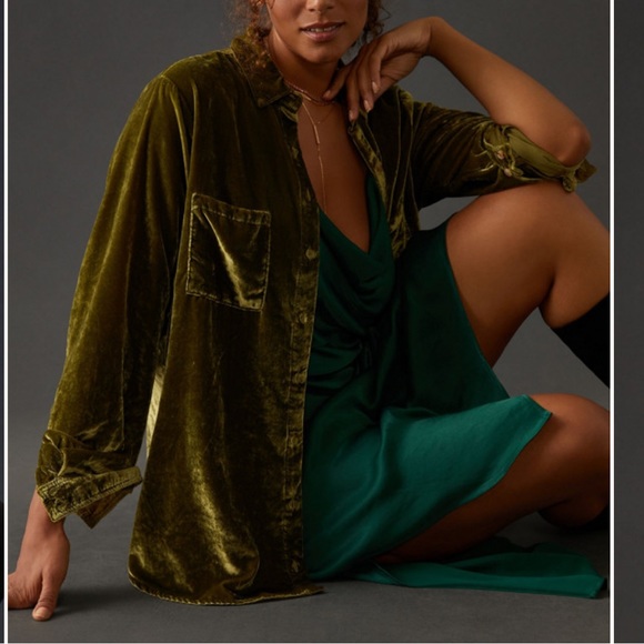 🧳 Pilcro Relaxed Velvet Buttondown - Picture 6 of 9